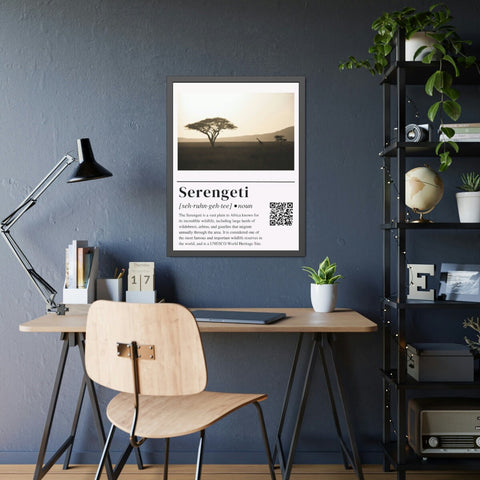 Serengeti Story: Framed Photographic Print with QR Code Short Story