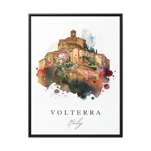 Volterra traditional travel art - Italy, Volterra poster, Wedding gift, Birthday present, Custom Text, Personalised Gift