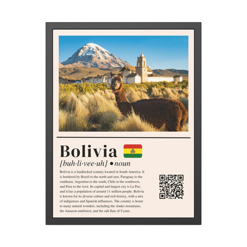 Interactive Bolivian Experience: Framed Photo with QR Code with a mini narrative