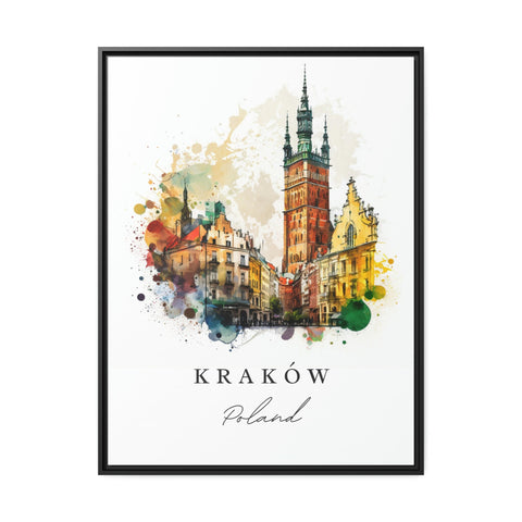 Krakow traditional travel art - Poland, Krakow poster, Wedding gift, Birthday present, Custom Text, Personalised Gift