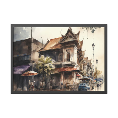 Thailand in Watercolor: A Framed Painting of Bangkok