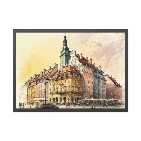 Warsaw, Poland Watercolor Framed Picture