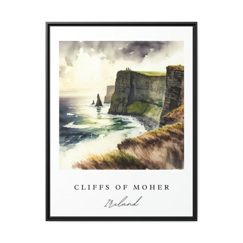 Cliffs of Moher traditional travel art - Ireland, Cliffs of Moher poster, Wedding gift, Birthday present, Custom Text, Personalised Gift