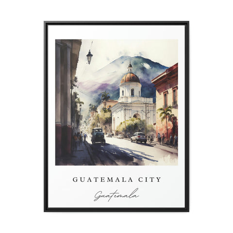 Guatemala City traditional travel art - Guatemala, Central America poster, Wedding gift, Birthday present, Custom Text, Personalised Gift
