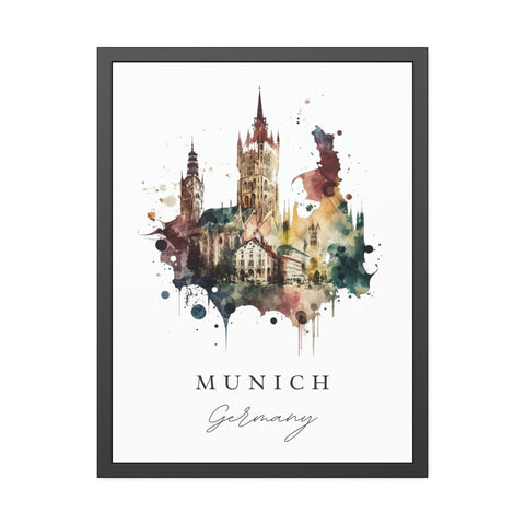Munich traditional travel art - Germany, Munich poster, Wedding gift, Birthday present, Custom Text, Personalised Gift