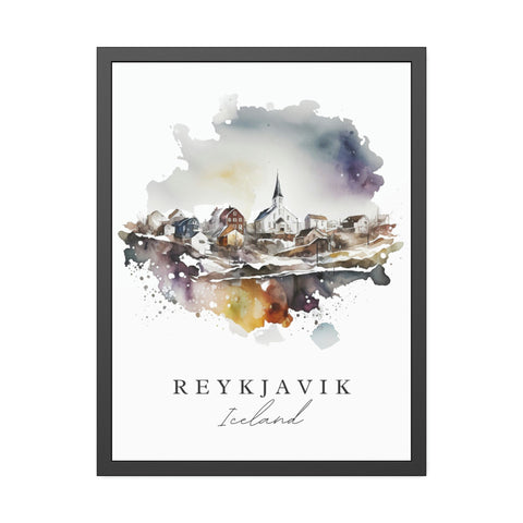 Reykjavik traditional travel art - Iceland, Reykjavik poster, Wedding gift, Birthday present, Custom Text, Personalised Gift