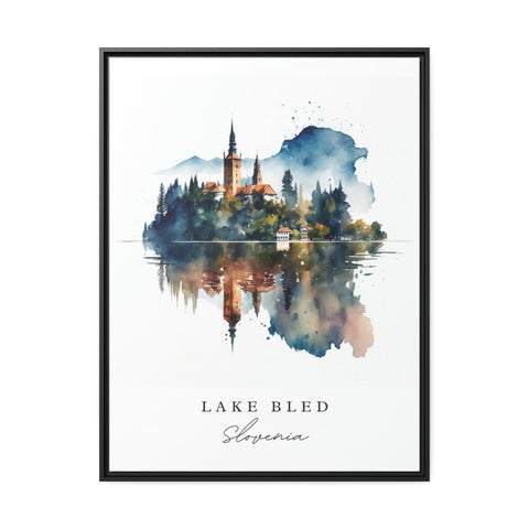 Lake Bled traditional travel art - Slovenia, Lake Bled poster, Wedding gift, Birthday present, Custom Text, Personalised Gift