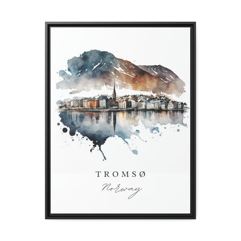 Tromso traditional travel art - Norway, Tromso poster, Wedding gift, Birthday present, Custom Text, Personalised Gift
