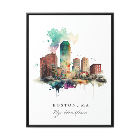 Boston traditional travel art - Mass, Boston poster, Wedding gift, Birthday present, Custom Text, Personalised Gift
