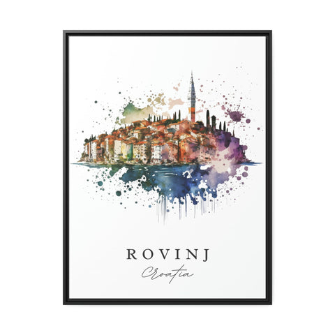 Rovinj traditional travel art - Croatia, Rovinj poster, Wedding gift, Birthday present, Custom Text, Personalised Gift