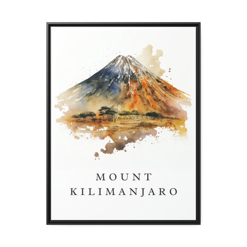 Mount Kilmanjaro traditional travel art - Tanzania, Mt Kilmanjaro poster, Wedding gift, Birthday present, Custom Text, Personalised Gift