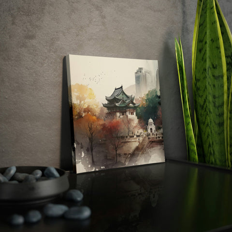 Seoul, South Korea Watercolor Printed Canvas Photo Tile