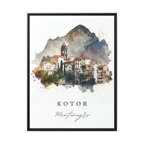Kotor traditional travel art - Montenegro, Kotor poster, Wedding gift, Birthday present, Custom Text, Personalised Gift