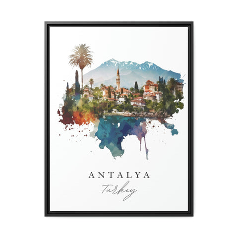 Antalya traditional travel art - Turkey, Antalya poster, Wedding gift, Birthday present, Custom Text, Personalised Gift