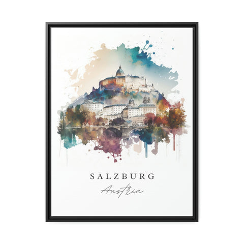 Salzburg traditional travel art - Austria, Salzburg poster, Wedding gift, Birthday present, Custom Text, Personalised Gift