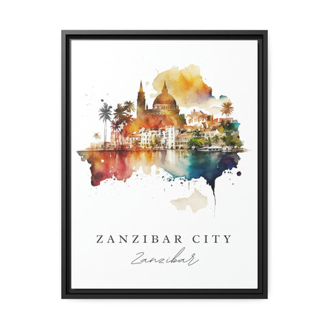 Zanzibar traditional travel art - Africa, Zanzibar City poster, Wedding gift, Birthday present, Custom Text, Personalised Gift