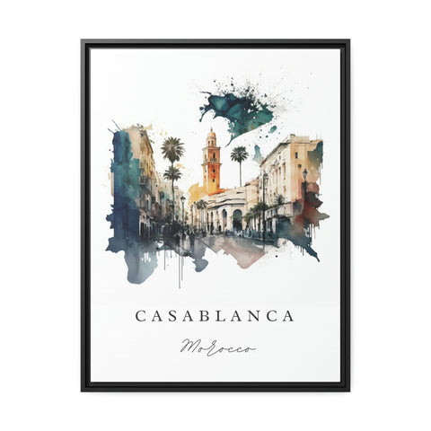 Casablanca traditional travel art - Morocco, Casablanca poster, Wedding gift, Birthday present, Custom Text, Personalised Gift