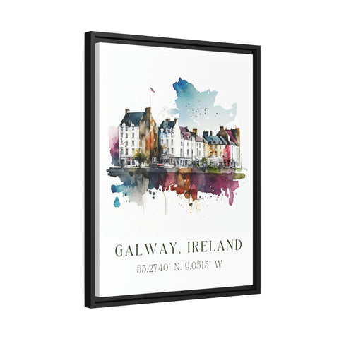 Galway traditional travel art - Ireland, Galway poster, Wedding gift, Birthday present, Custom Text, Personalised Gift
