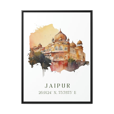 Jaipur traditional travel art - India, Jaipur poster, Wedding gift, Birthday present, Custom Text, Personalised Gift