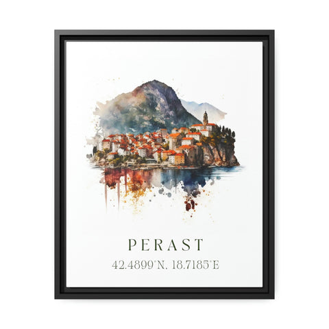 Perast traditional travel art - Montenegro, Perast poster, Wedding gift, Birthday present, Custom Text, Personalised Gift