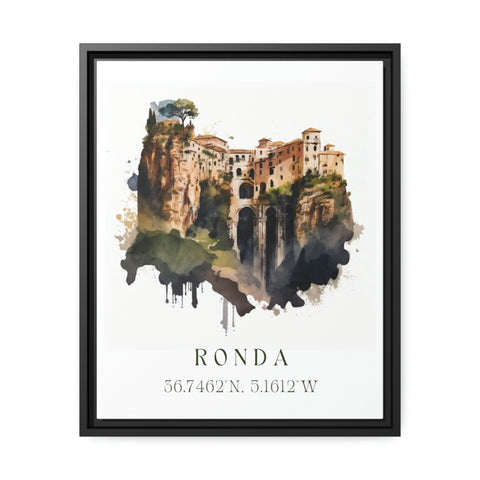 Ronda traditional travel art - Spain, Ronda poster, Wedding gift, Birthday present, Custom Text, Personalised Gift