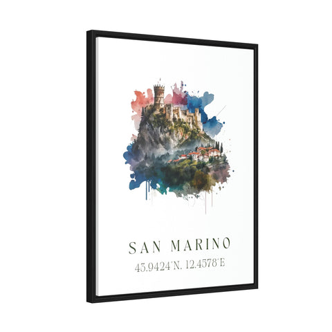 San Marino traditional travel art - Italy, San Marino poster, Wedding gift, Birthday present, Custom Text, Personalised Gift