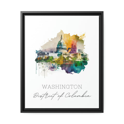 Washington DC traditional travel art - US Capitol, Washington DC poster, Wedding gift, Birthday present, Custom Text, Personalised Gift