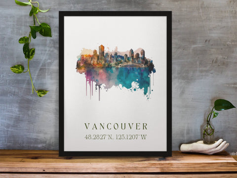 Vancouver traditional travel art - Canada, Vancouver poster, Wedding gift, Birthday present, Custom Text, Personalised Gift