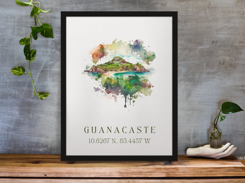 Guanacaste traditional travel art - Costa Rica, Peninsula Papagayo poster, Wedding gift, Birthday present, Custom Text, Personalised Gift