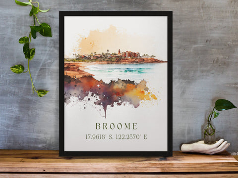 Broome traditional travel art - Australia, Broome poster, Wedding gift, Birthday present, Custom Text, Personalised Gift