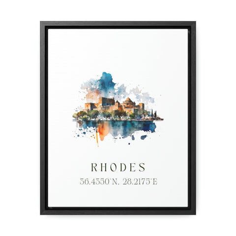 Rhodes traditional travel art - Greece, Rhodes poster, Wedding gift, Birthday present, Custom Text, Personalised Gift
