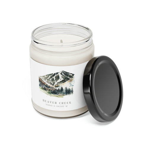 Beaver Creek, Colorado Watercolor Design Scented Soy Candle, 9oz