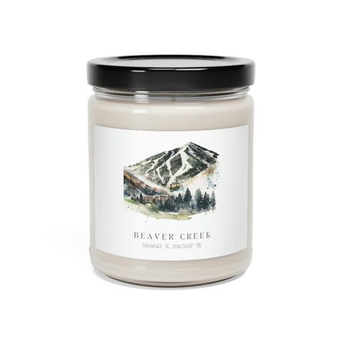 Beaver Creek, Colorado Watercolor Design Scented Soy Candle, 9oz