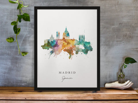 Madrid traditional travel art - Spain, Madird poster, Wedding gift, Birthday present, Custom Text, Personalised Gift