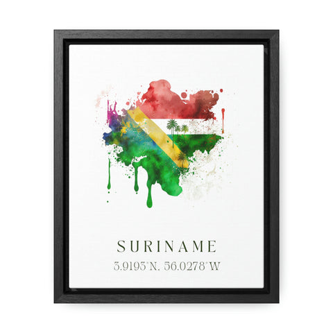 Suriname traditional travel art - South America, Suriname poster, Wedding gift, Birthday present, Custom Text, Personalised Gift