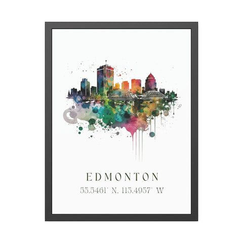 Edmonton traditional travel art - Canada, Edmonton poster, Wedding gift, Birthday present, Custom Text, Personalised Gift