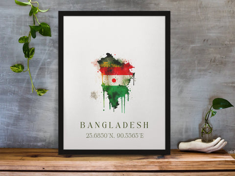 Bangladesh traditional travel art - Bangladesh poster, Wedding gift, Birthday present, Custom Text, Personalised Gift