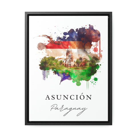 Asuncion traditional travel art - Paraguay, Asuncion poster, Wedding gift, Birthday present, Custom Text, Personalised Gift