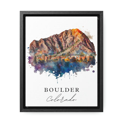 Boulder traditional travel art - Colorado, Boulder poster, Wedding gift, Birthday present, Custom Text, Personalised Gift