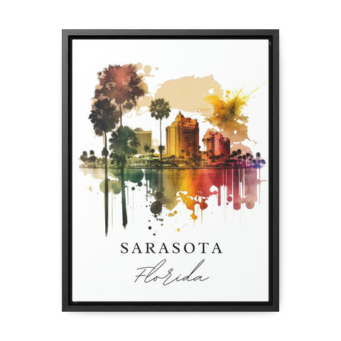 Sarasota traditional travel art - Florida, Sarasota poster, Wedding gift, Birthday present, Custom Text, Personalised Gift