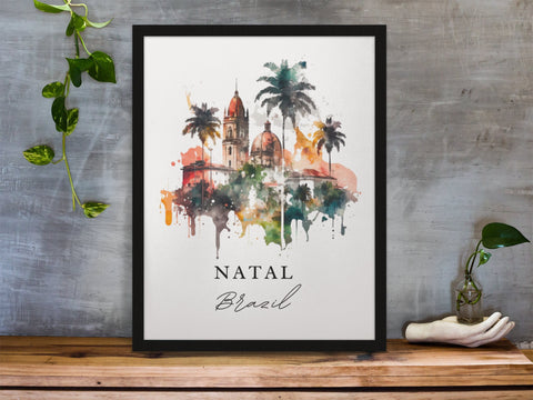 Natal traditional travel art - Brazil, Natal poster, Wedding gift, Birthday present, Custom Text, Personalised Gift