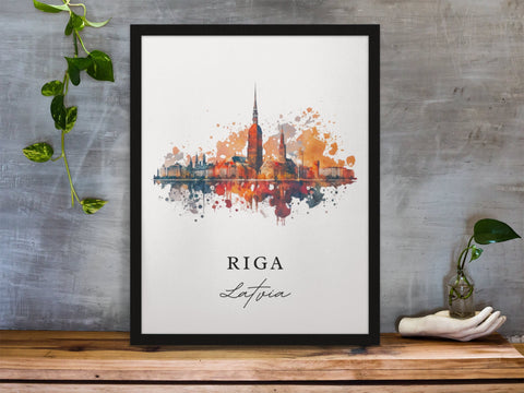 Riga traditional travel art - Lativa, Riga poster, Wedding gift, Birthday present, Custom Text, Personalised Gift