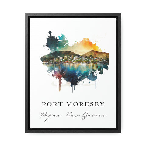 Port Moresby traditional travel art - Papa New Guinea, Port Moresby poster, Wedding gift, Birthday present, Custom Text, Personalised Gift