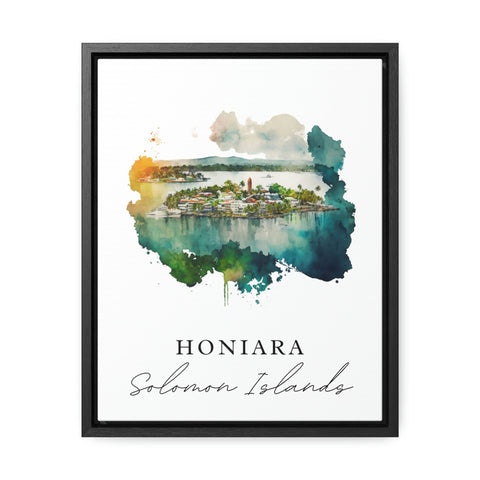 Honiara traditional travel art - Solomon Islands, Honiara poster, Wedding gift, Birthday present, Custom Text, Personalised Gift