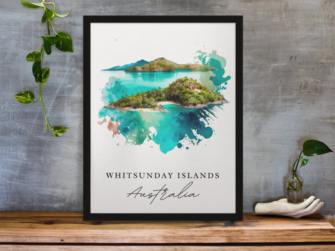 Whitsunday traditional travel art - Australia, Whitsunday poster, Wedding gift, Birthday present, Custom Text, Personalised Gift