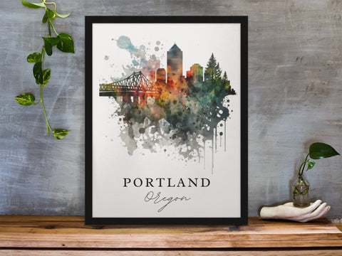 Portland traditional travel art - Oregon, Portland poster, Wedding gift, Birthday present, Custom Text, Personalised Gift