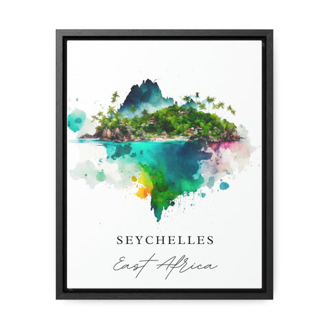 Seychelles traditional travel art, Seychelles poster, Wedding gift, Birthday present, Custom Text, Personalised Gift