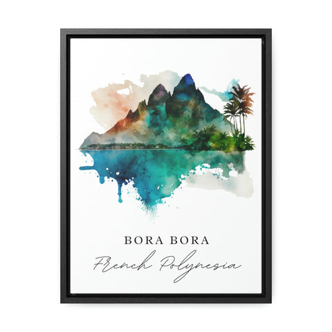 Bora Bora traditional travel art - French Polynesia, Bora Bora poster, Wedding gift, Birthday present, Custom Text, Personalised Gift
