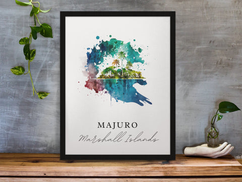 Majuro traditional travel art - Marshall Islands, Majuro poster, Wedding gift, Birthday present, Custom Text, Personalised Gift