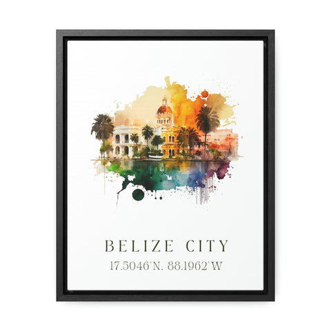 Belize City traditional travel art - Belize, Belize City poster, Wedding gift, Birthday present, Custom Text, Personalised Gift